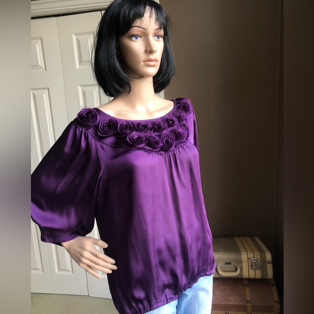 Cleo Purple Top with Roses - Picture 2 of 8